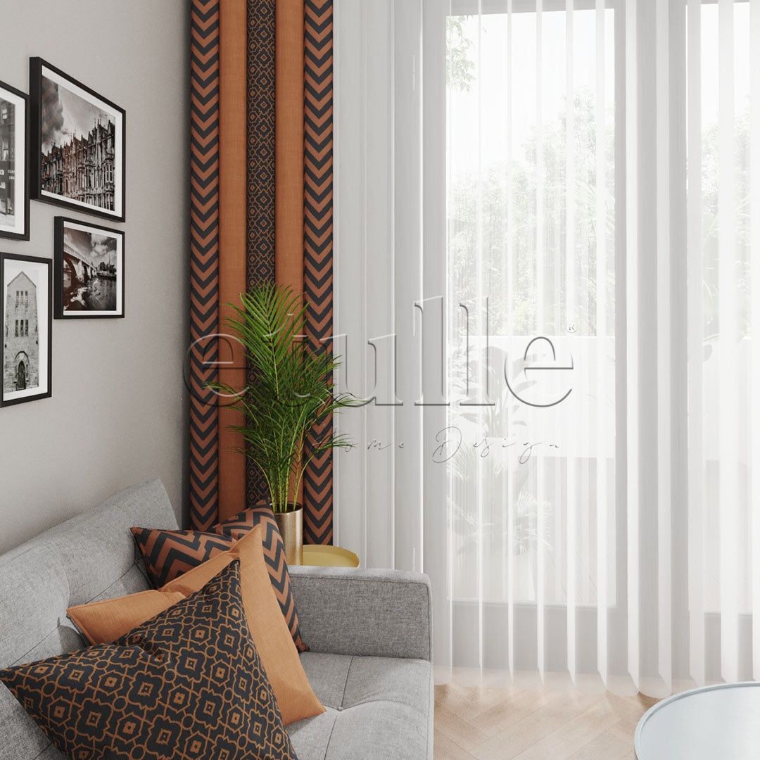 Fancy King - Printed Vertical Tulle Curtain