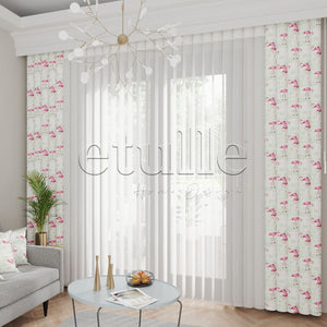 Flamingo Soft - Printed Vertical Tulle Curtain