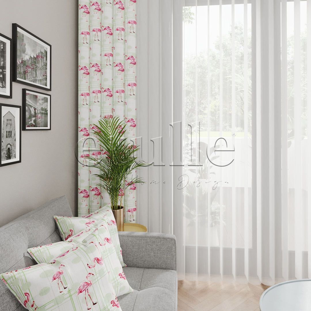 Flamingo Soft - Printed Vertical Tulle Curtain