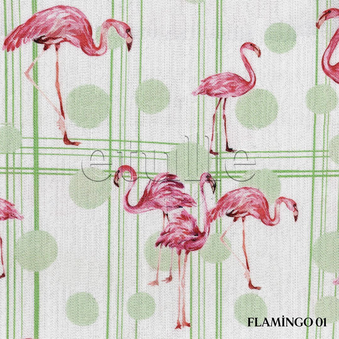 Flamingo Soft - Printed Vertical Tulle Curtain