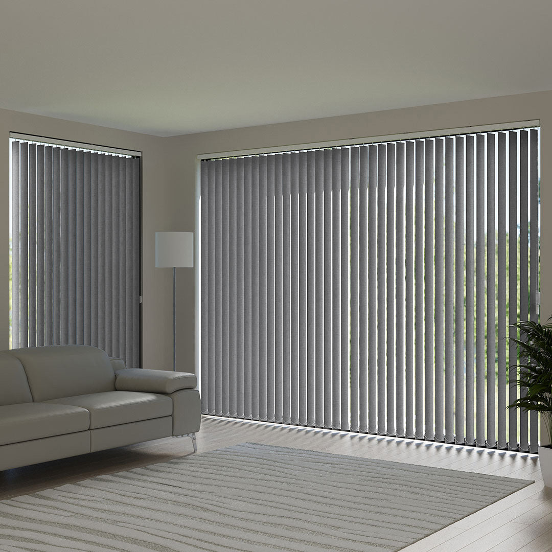 Gray Blackout Fabric Vertical Blinds | Mia