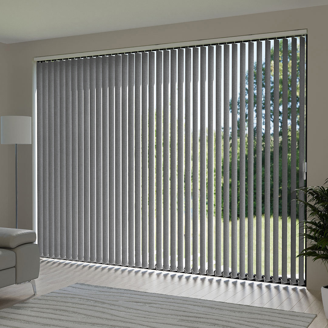 Gray Blackout Fabric Vertical Blinds | Mia