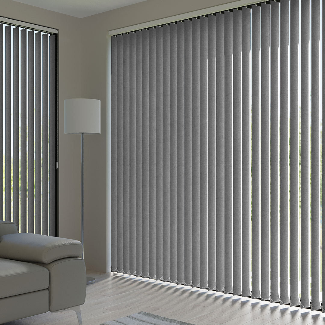 Gray Blackout Fabric Vertical Blinds | Mia