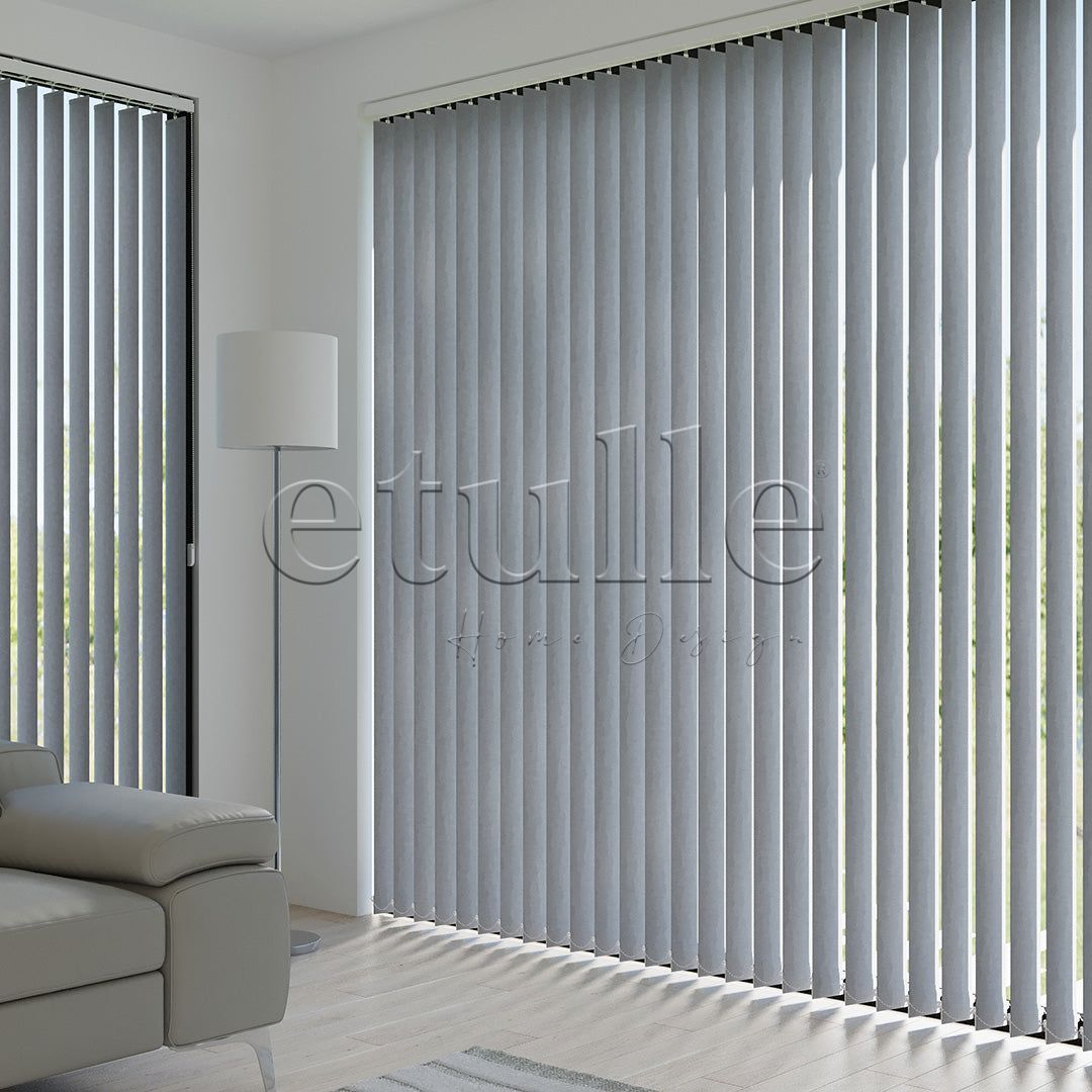 Gray Blackout Fabric Vertical Blinds | Seraphina