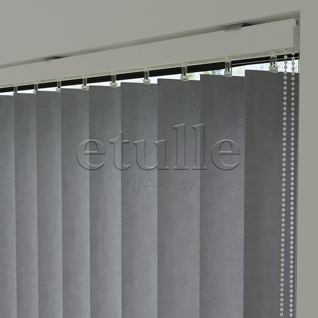 Gray Blackout Fabric Vertical Blinds | Seraphina