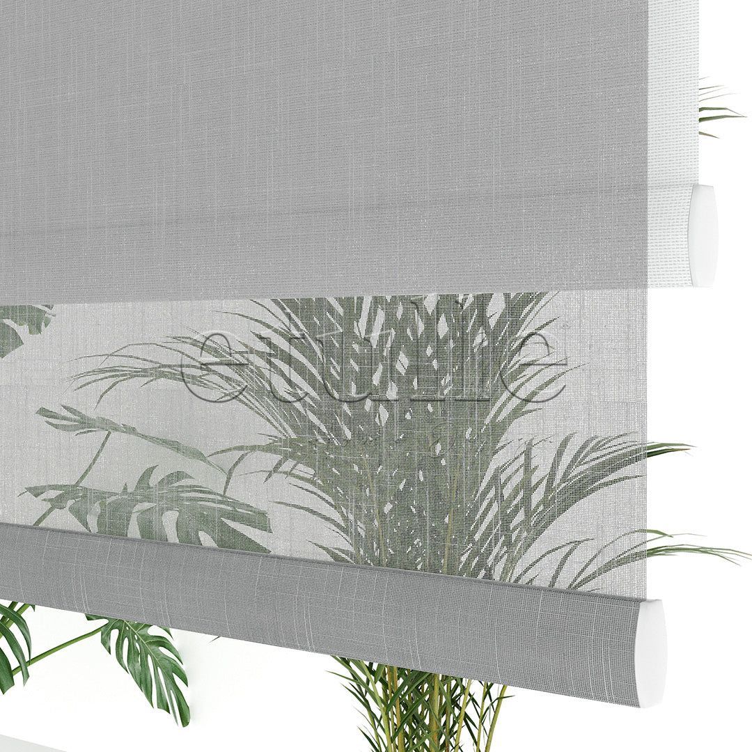 Grey Patterned Double Roller Blind | Abloom