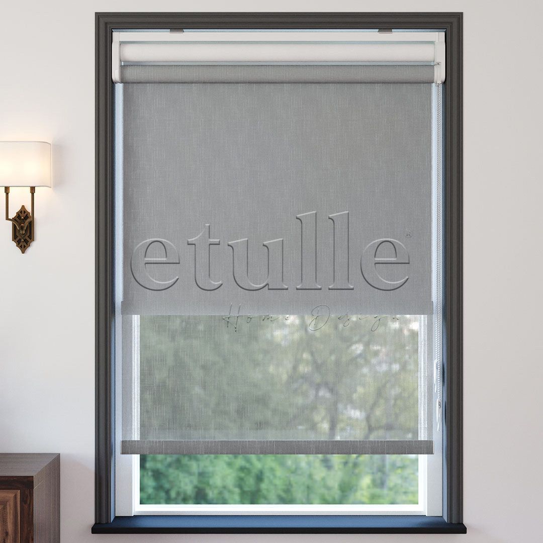 Grey Patterned Double Roller Blind | Abloom