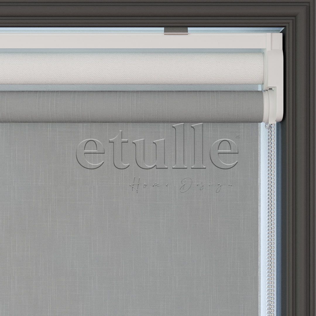 Grey Patterned Double Roller Blind | Abloom