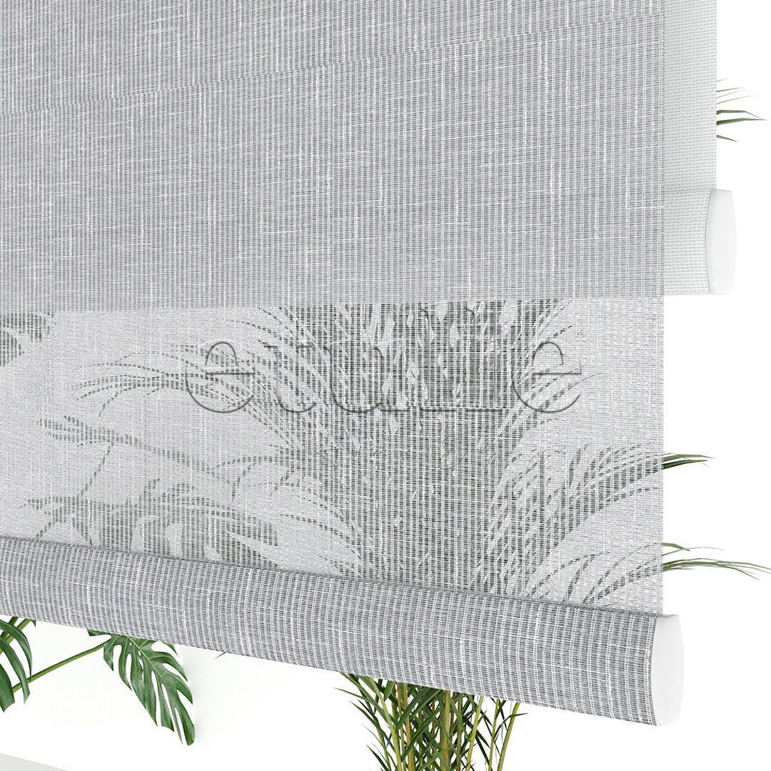 Grey Patterned Double Roller Blinds | Floris