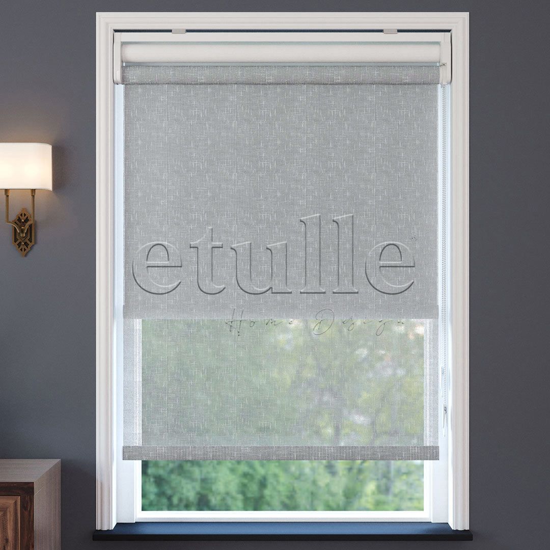 Grey Patterned Double Roller Blinds | Floris