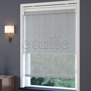 Grey Patterned Double Roller Blinds | Floris