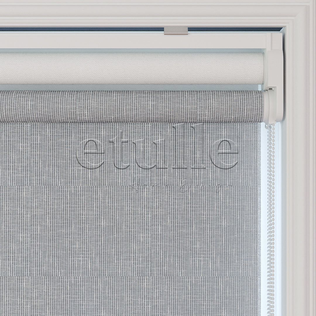 Grey Patterned Double Roller Blinds | Floris