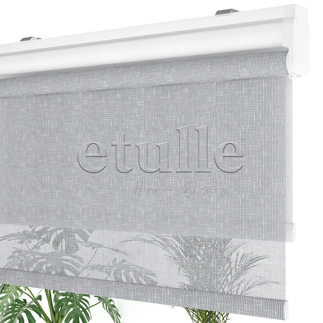 Grey Patterned Double Roller Blinds | Floris