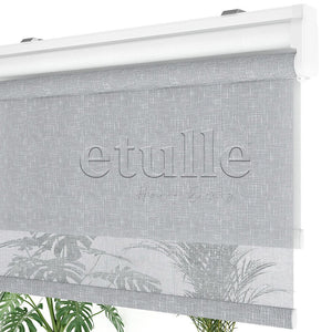 Grey Patterned Double Roller Blinds | Floris