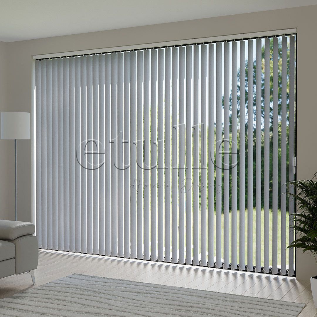 Gray Plain Fabric Vertical Blinds | Marisa