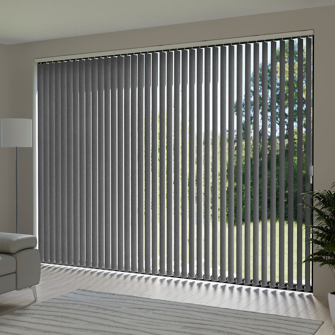 Gray Plain Fabric Vertical Blinds | Mia