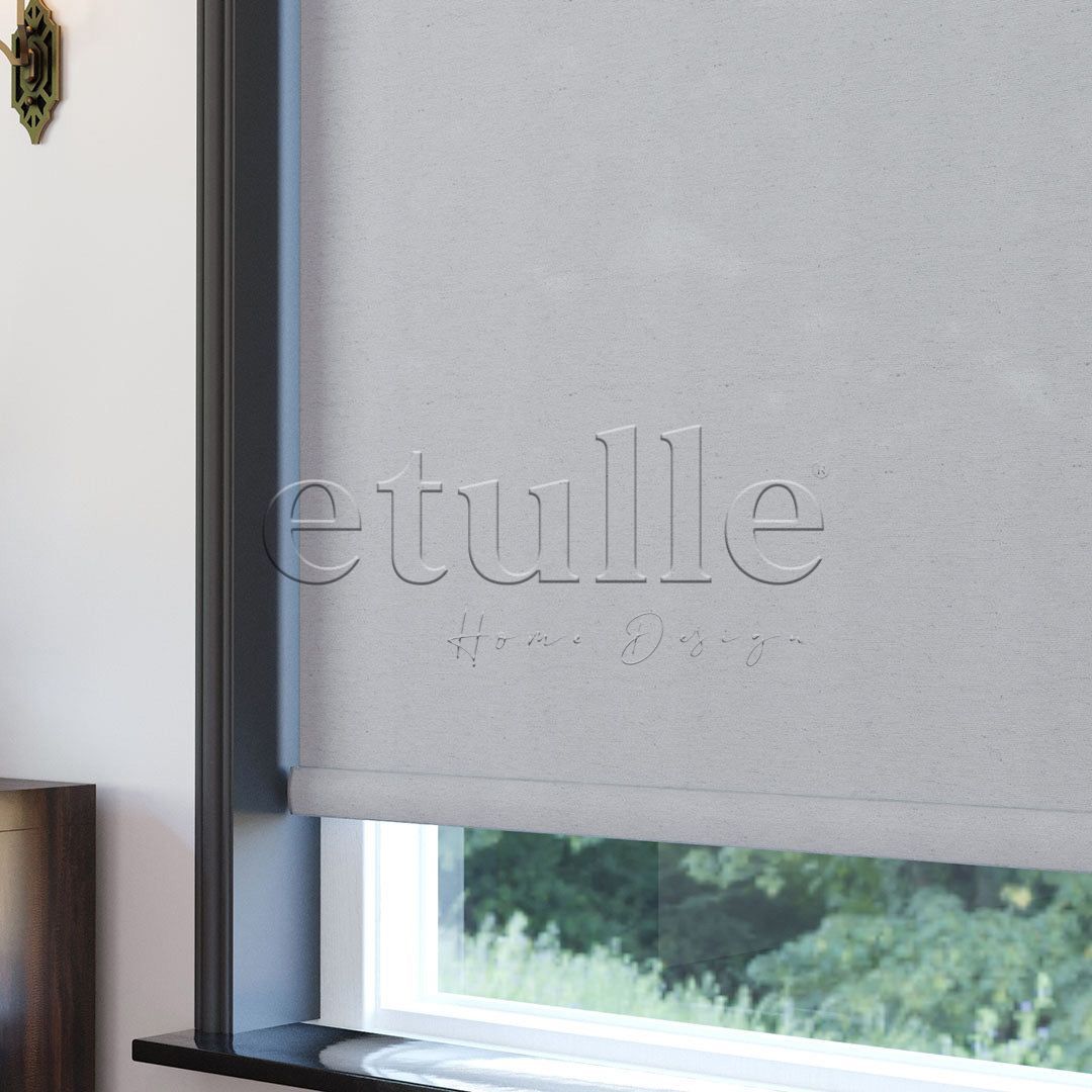 Gray Matte Linen Roller Blinds | cascade