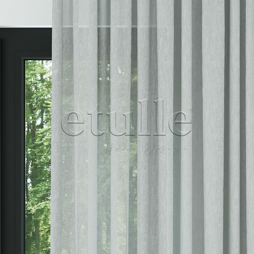 Gri Modern Petek Dokulu Keten Efekli Dökümlü Düz Tül Perde | Soleil