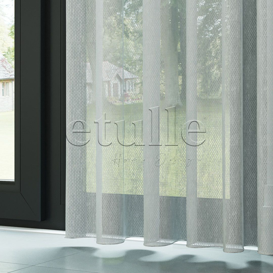 Gri Modern Petek Dokulu Keten Efekli Dökümlü Düz Tül Perde | Soleil