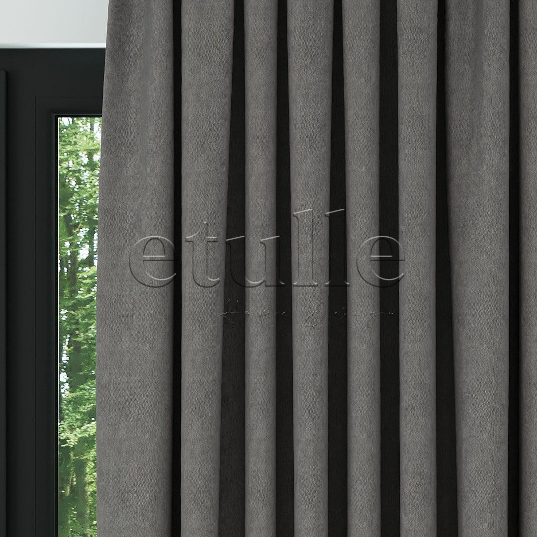 Gri Naturel Keten Fon Perde | Casual