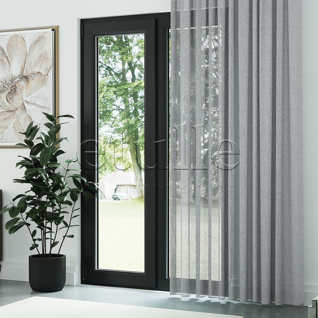 Gri Naturel Soft Keten Düz Tül Perde | Sumba