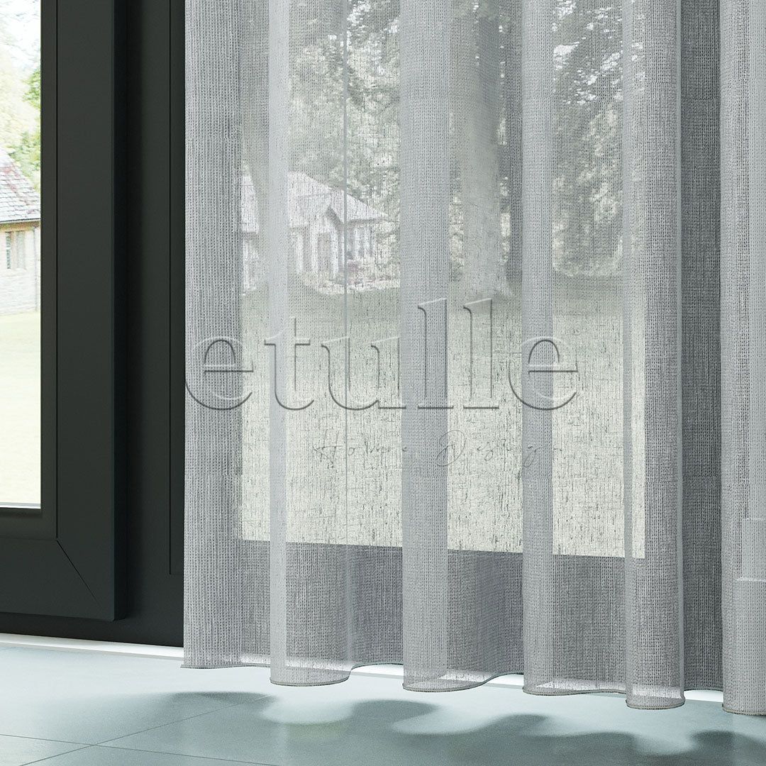 Gri Naturel Soft Keten Düz Tül Perde | Sumba