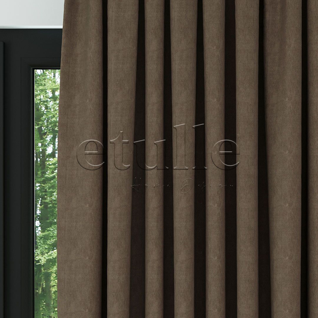 Kahverengi Naturel Keten Fon Perde | Casual