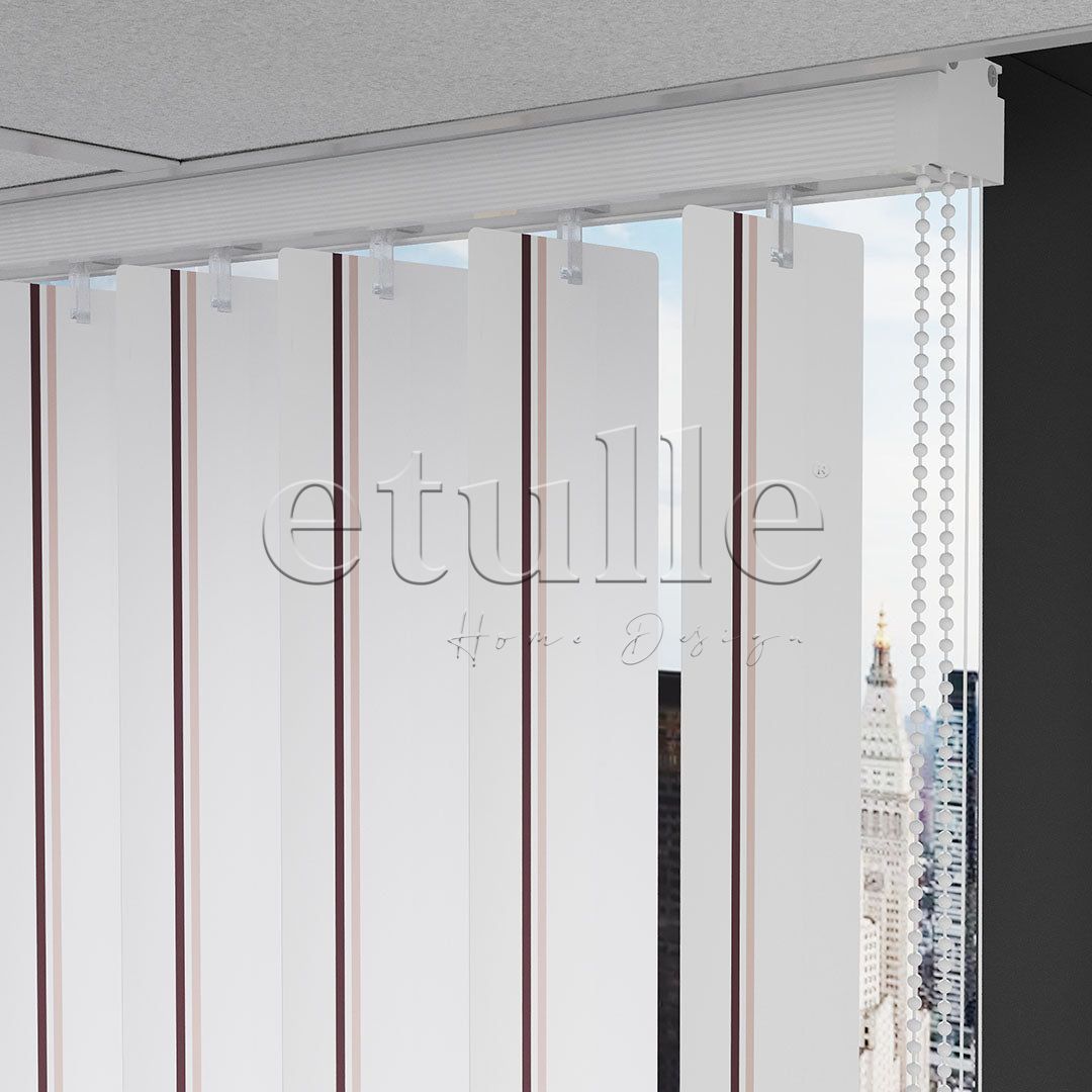 Brown - Pink Striped PVC Vertical Blinds