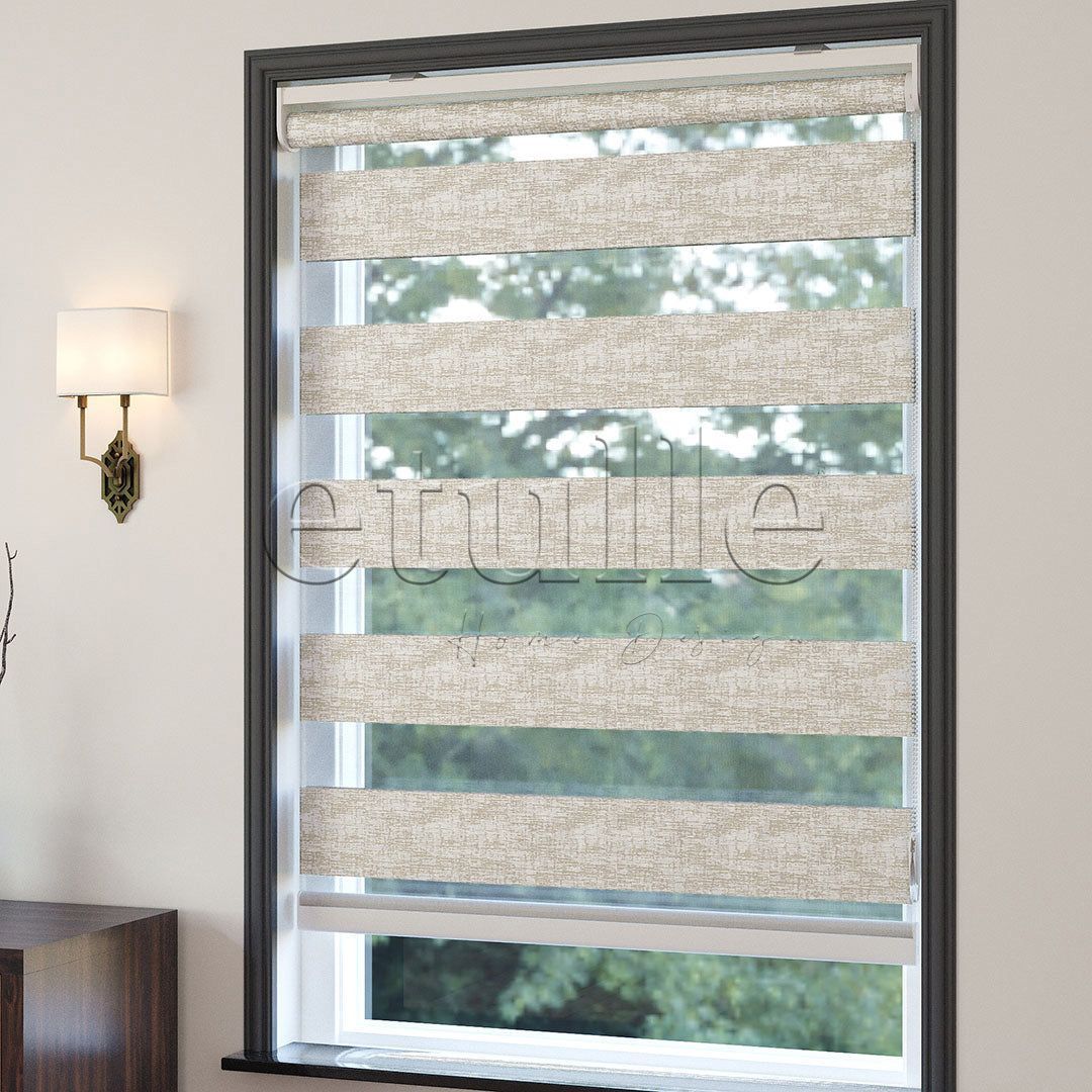 Cream Patterned Zebra Curtain | Kensal