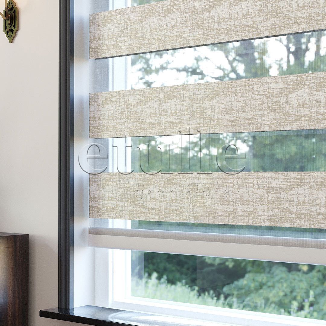 Cream Patterned Zebra Curtain | Kensal