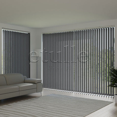 Dark Grey Plain Fabric Vertical Blinds | Larissa