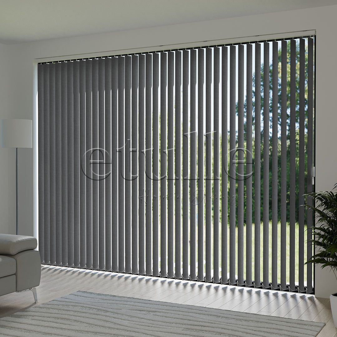 Dark Grey Plain Fabric Vertical Blinds | Larissa