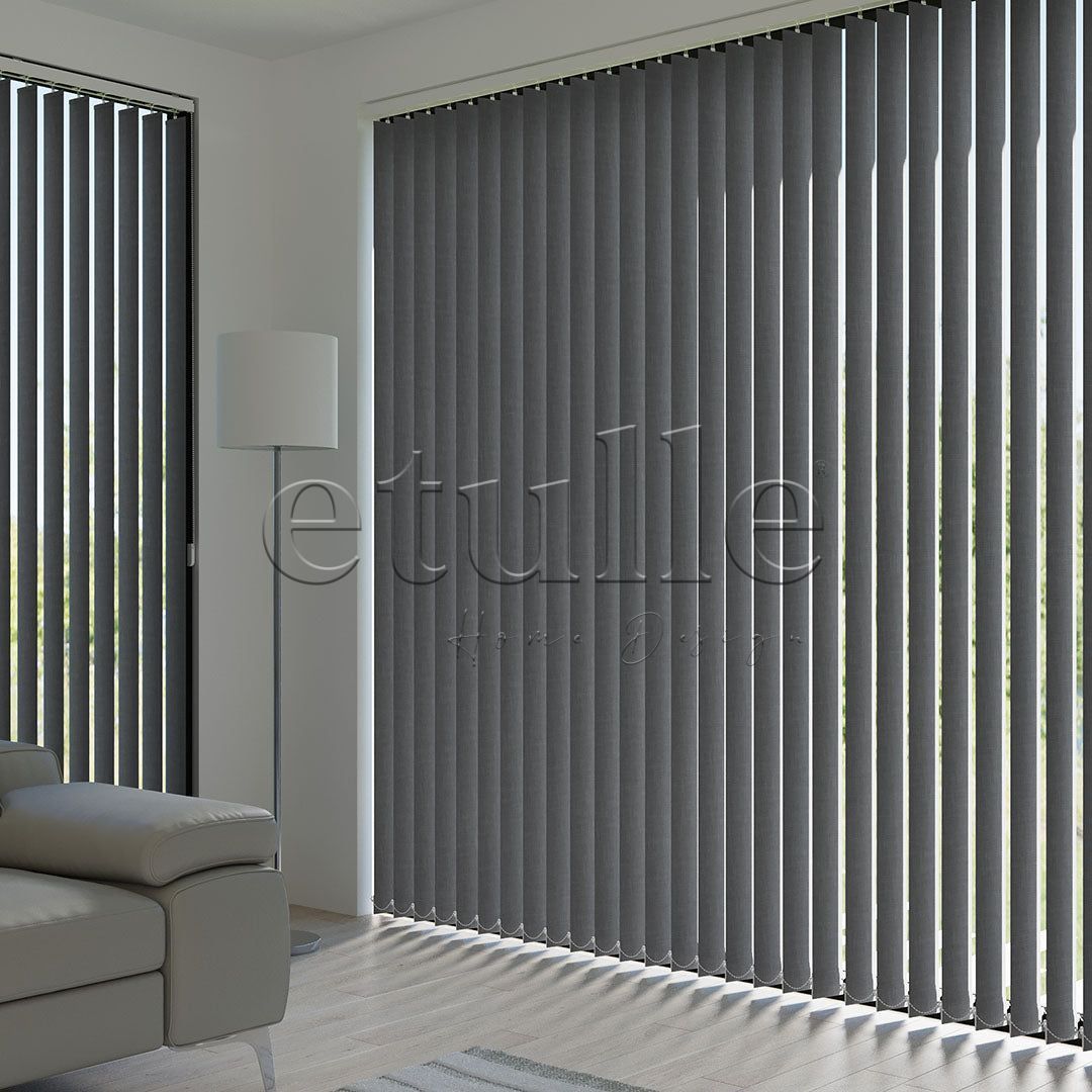 Dark Grey Plain Fabric Vertical Blinds | Larissa