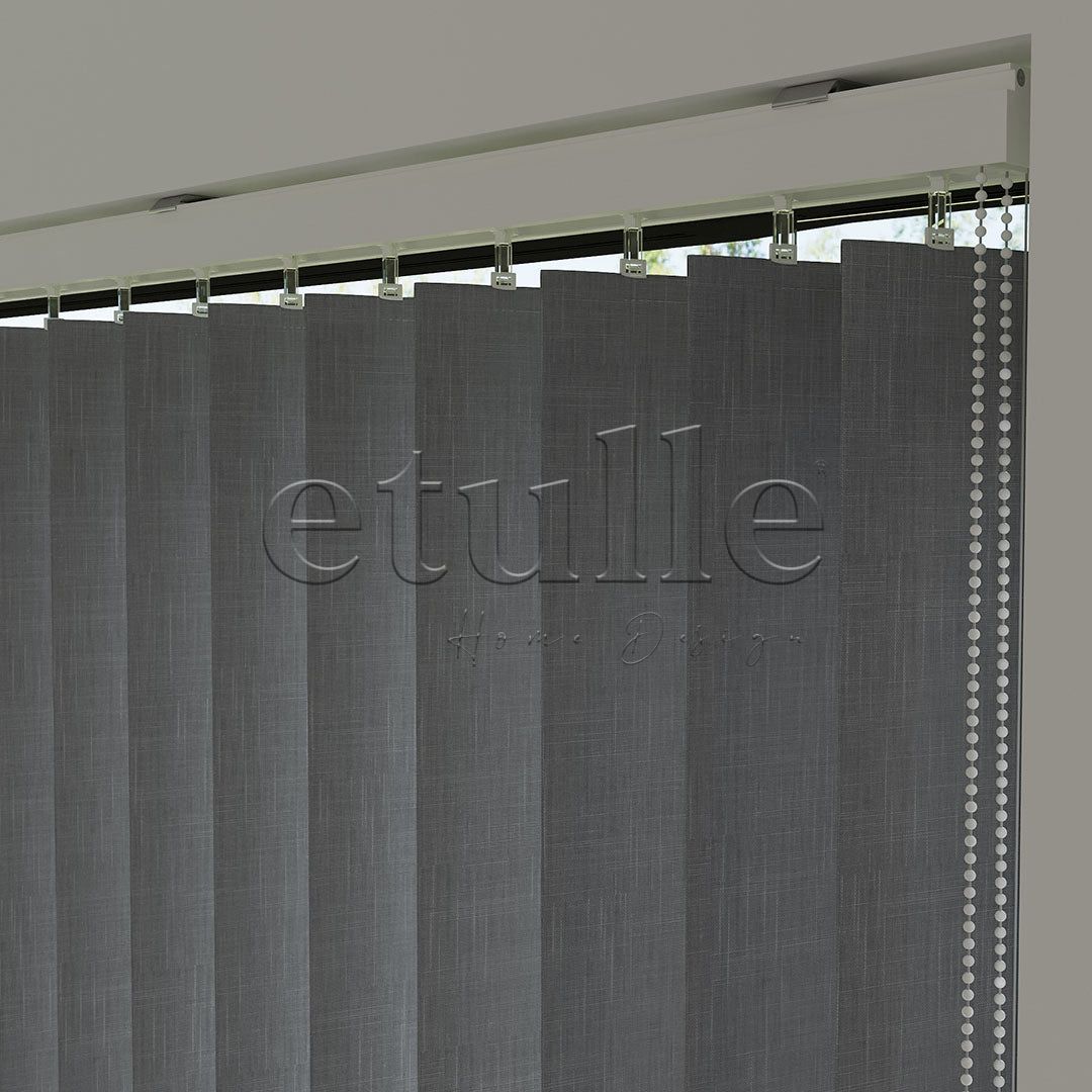 Dark Grey Plain Fabric Vertical Blinds | Larissa