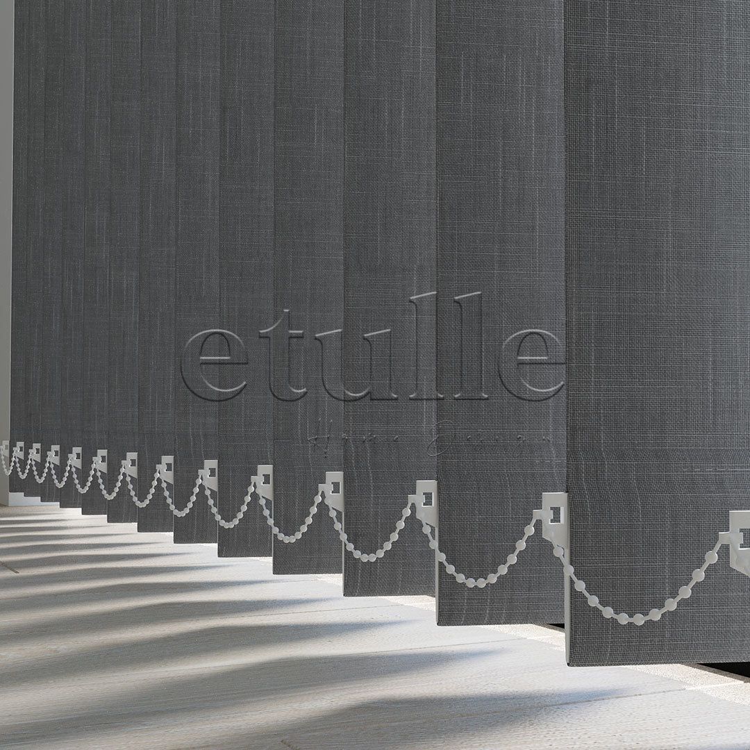 Dark Grey Plain Fabric Vertical Blinds | Larissa