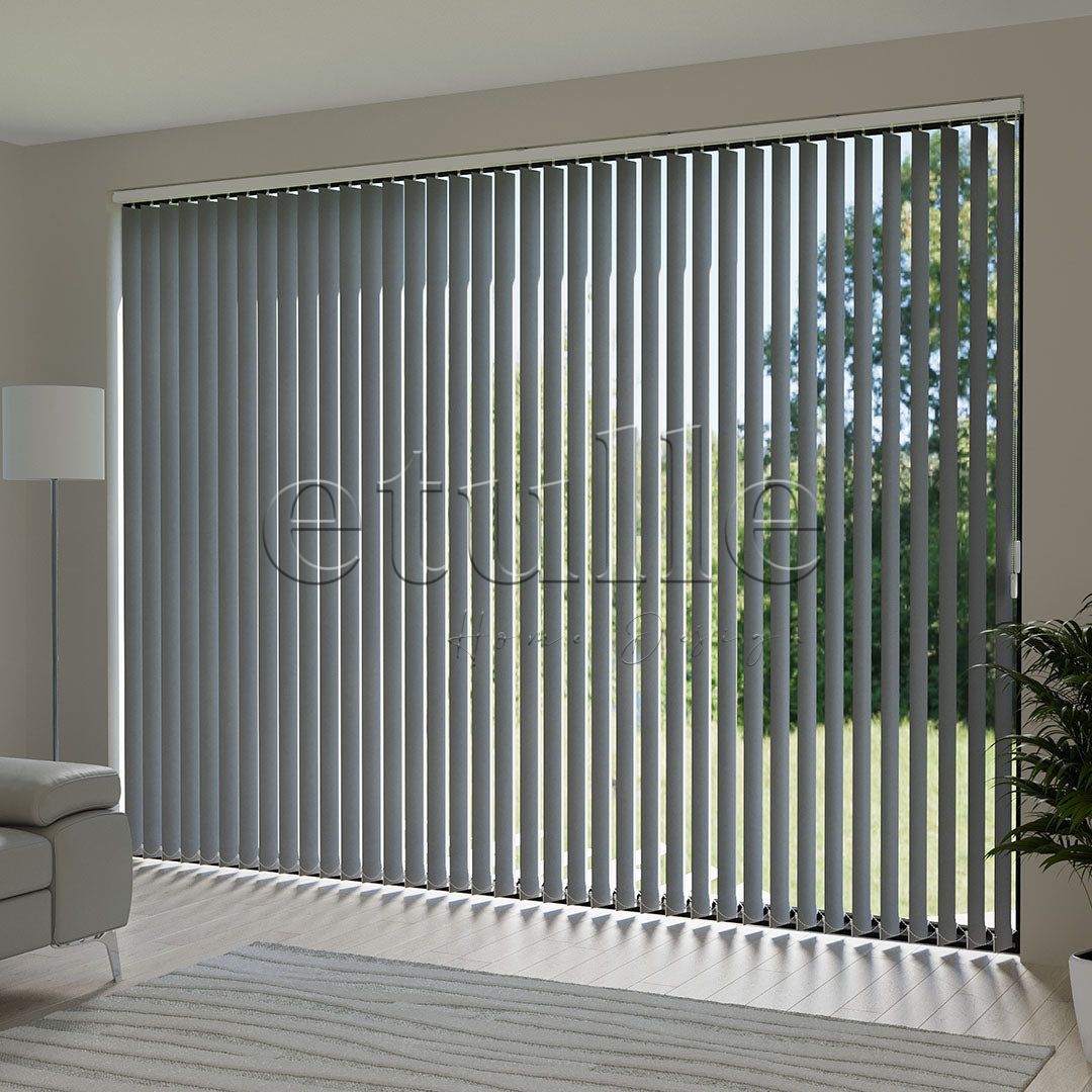 Dark Grey Plain Fabric Vertical Blinds | Luca