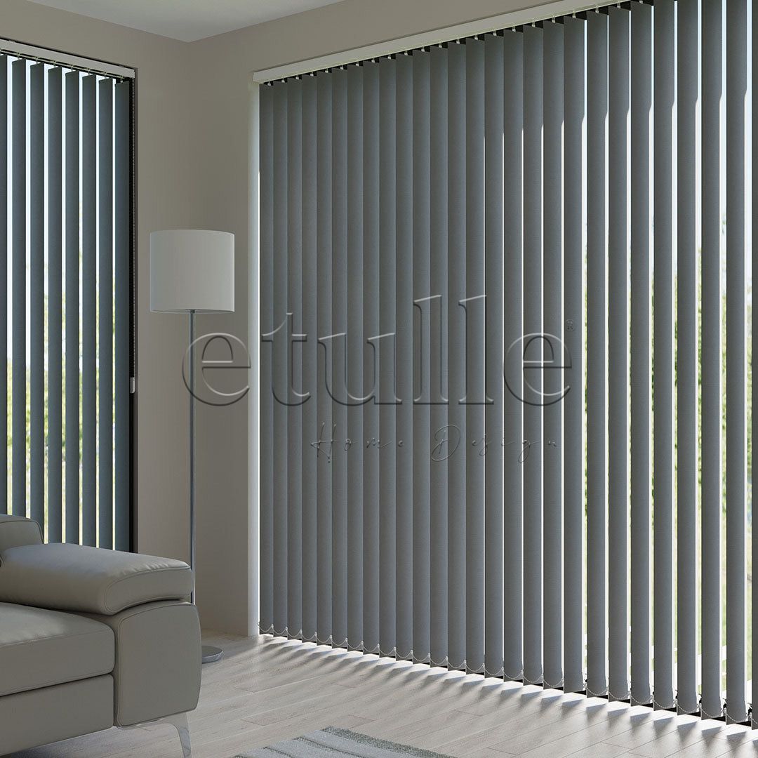 Dark Grey Plain Fabric Vertical Blinds | Luca