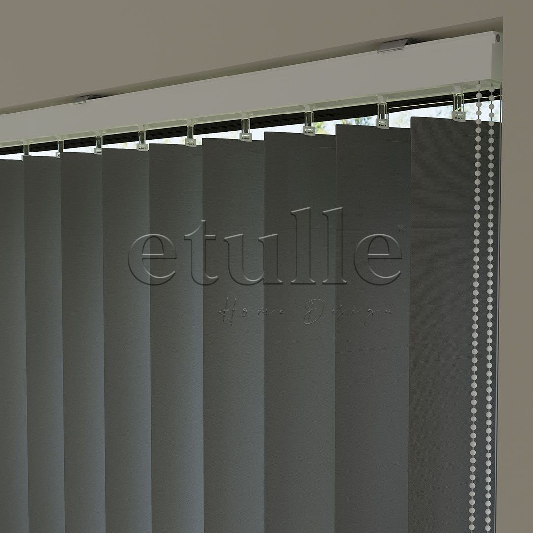 Dark Grey Plain Fabric Vertical Blinds | Luca