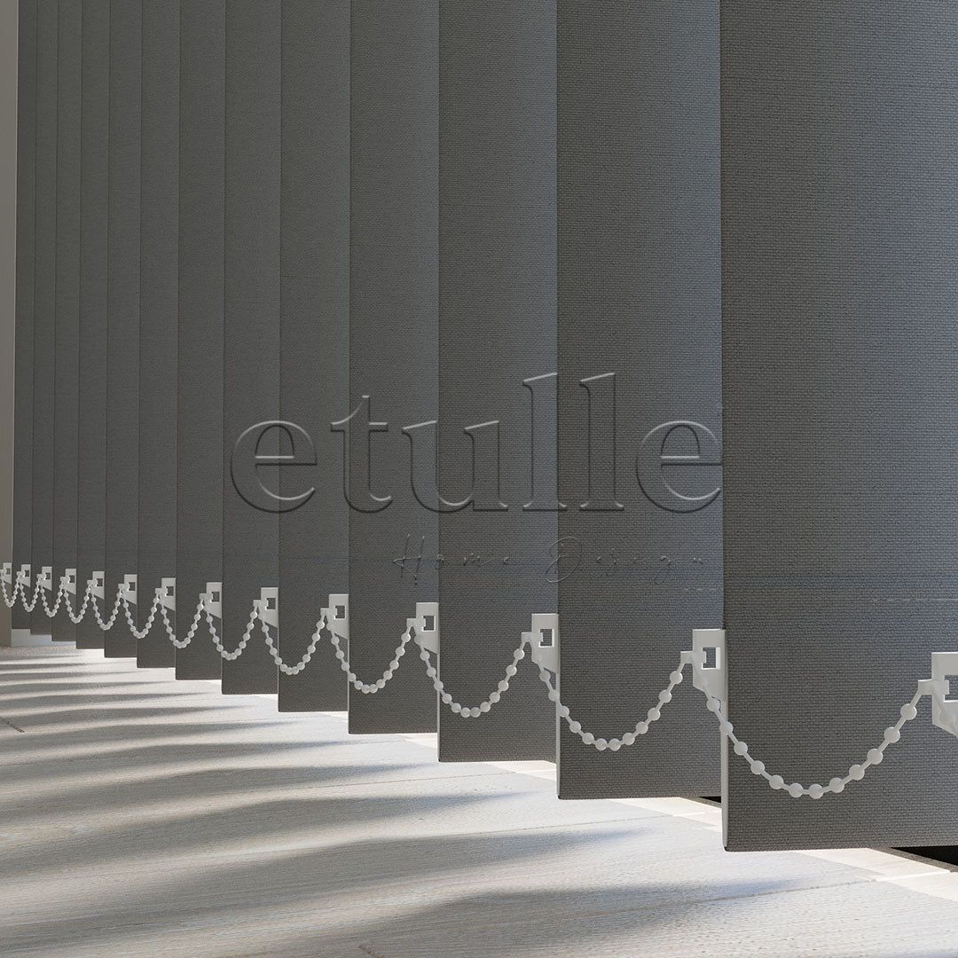 Dark Grey Plain Fabric Vertical Blinds | Luca