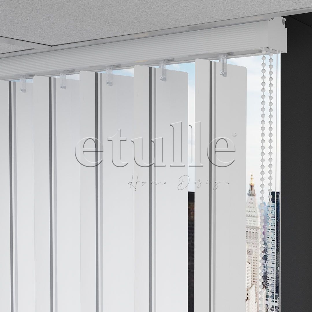 Dark Grey - Grey Striped PVC Vertical Blinds