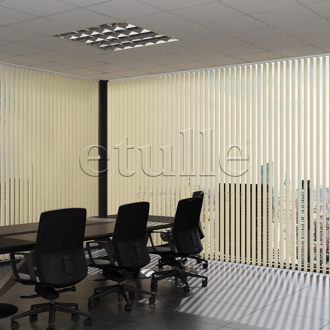 Dark Cream Channeled PVC Vertical Blinds