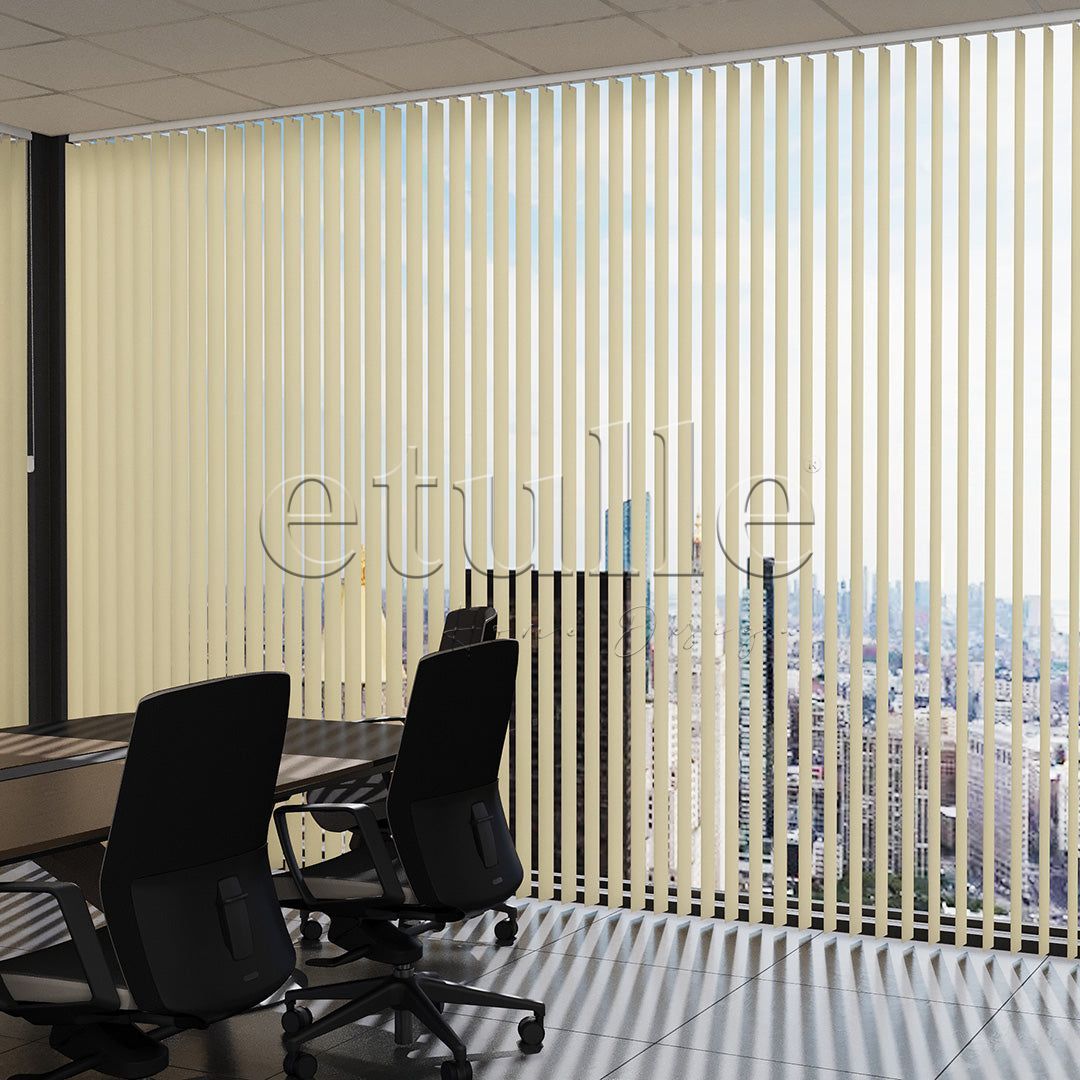 Dark Cream Channeled PVC Vertical Blinds