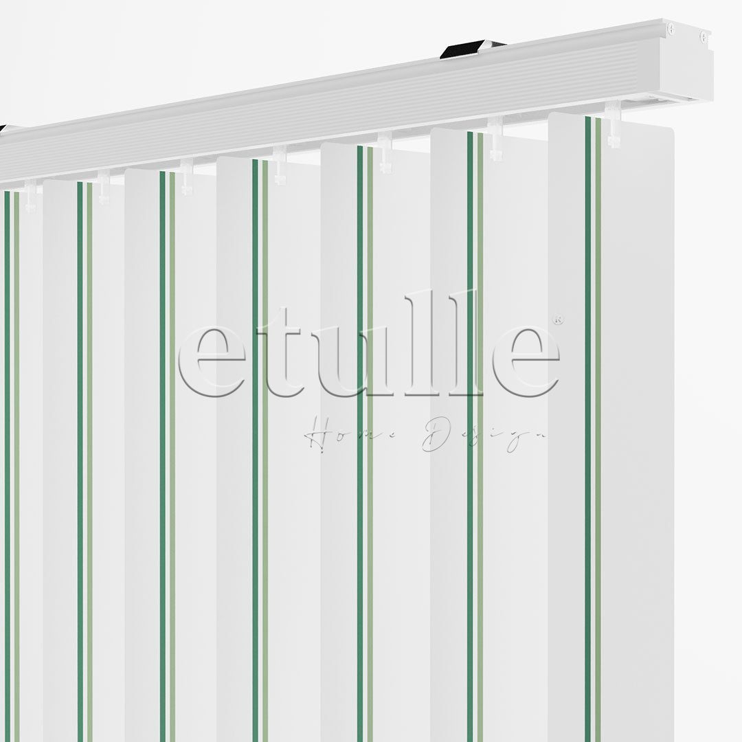 Dark Green - Green Striped PVC Vertical Blinds