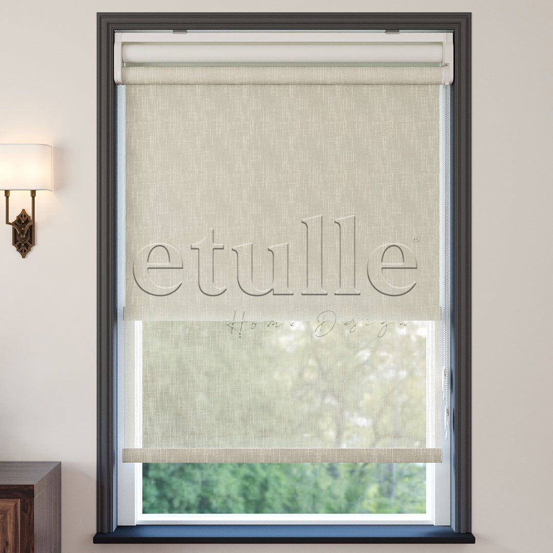 Cream Patterned Double Roller Blind | Abloom