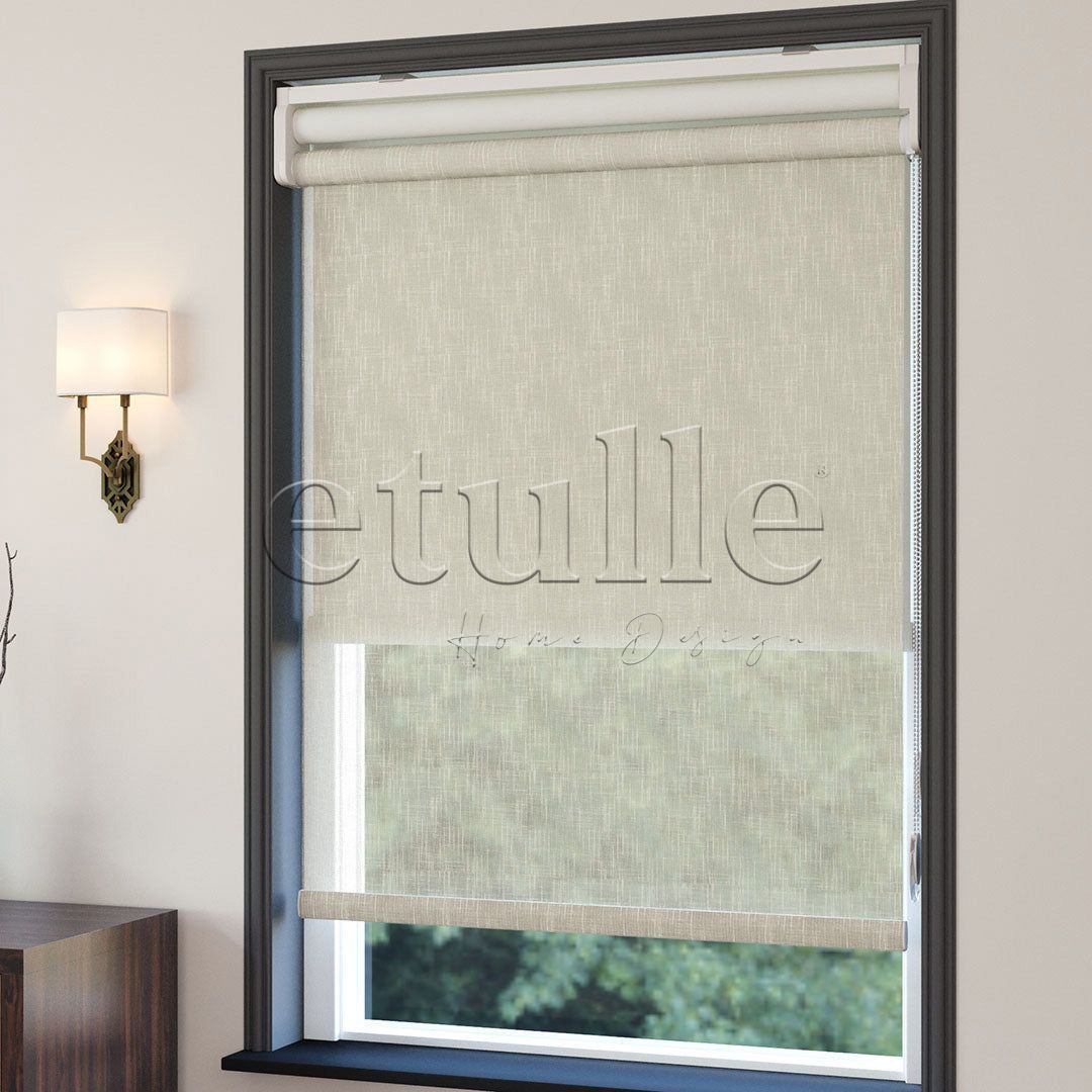 Cream Patterned Double Roller Blind | Abloom