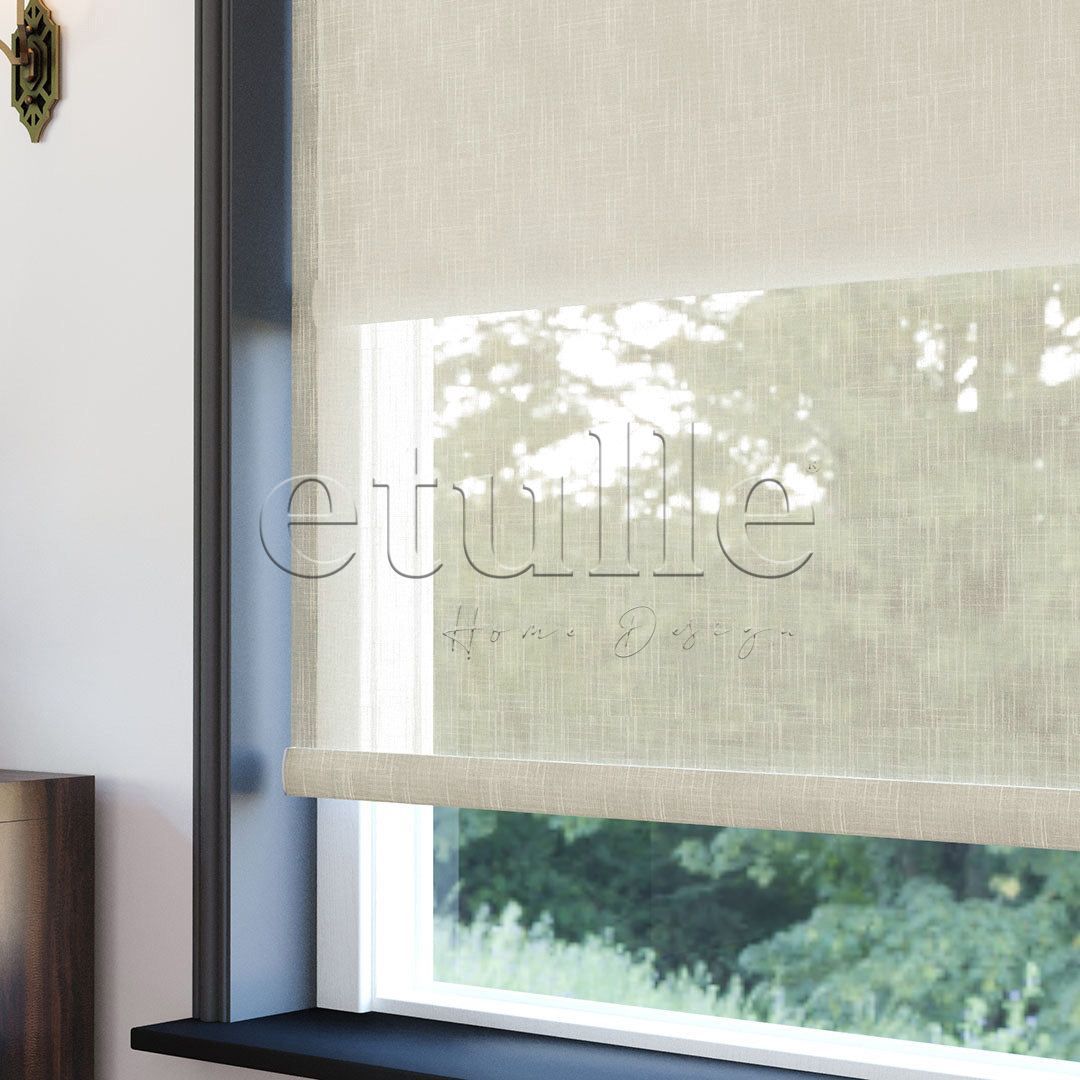 Cream Patterned Double Roller Blind | Abloom