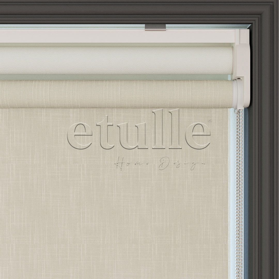 Cream Patterned Double Roller Blind | Abloom