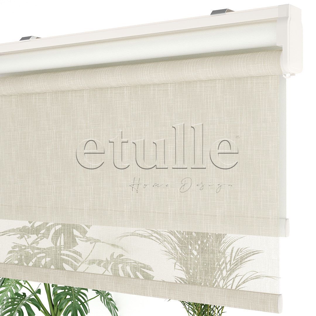 Cream Patterned Double Roller Blind | Abloom