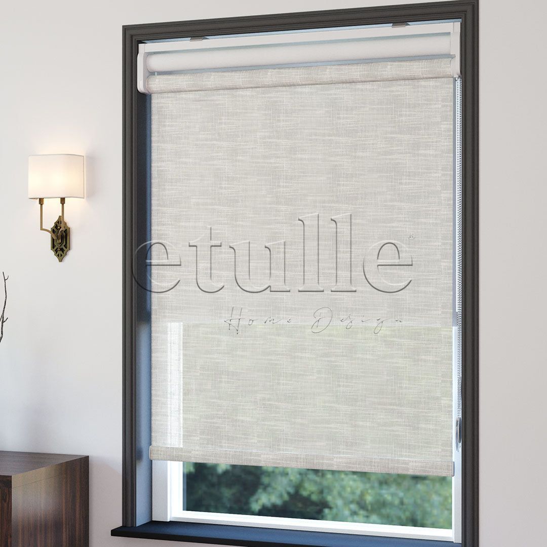 Cream Patterned Double Roller Blind | Dauphine