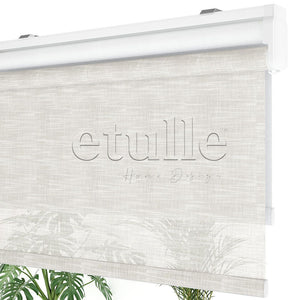 Cream Patterned Double Roller Blind | Dauphine